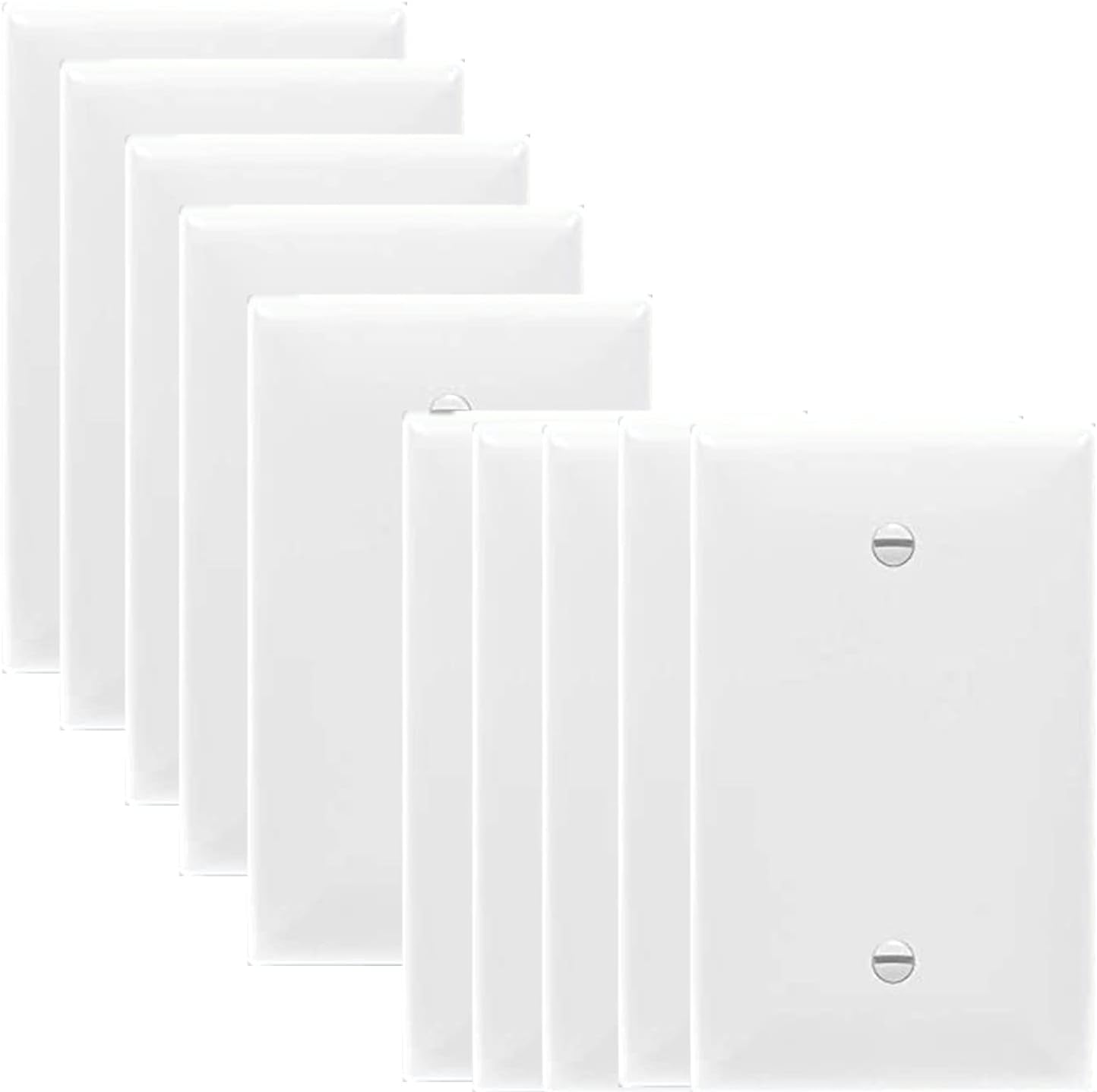 Blank Wall Plate Cover - Standard Size 1-Gang Blank Device Wall Plates - Unbreakable Blank wall Cover for Unused Outlets/Switches, Polycarbonate Thermoplastic, 10Packs (Blank Cover-White)