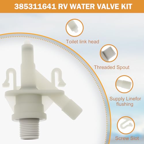 Image of 2 Pack 385311641 Water Valve Kit,Camper toilet valve With Flush Ball Seal Compatible with Dometic 300, 301,310,311,320,321 RV Toilet,Ultrasonic Technology, Leak Proof,Rv Toilet Parts