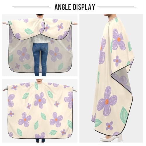 Capa para cortar cabello impermeable profesional MAOBLYR con cierre ajustable de broches, en diseño Floral de menta verde con hojas miniatura 5