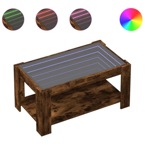 Table basse avec LED chêne fumé 93 cm élégance contemporaine - 3