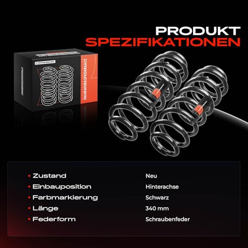 Frankberg 2x Federn Fahrwerksfeder Hinterachse Kompatibel mit T.o.u.r.a.n 1T1 1T2 MPV 2003-2010 T.o.u.r.a.n 1T3 MPV 2010-2015