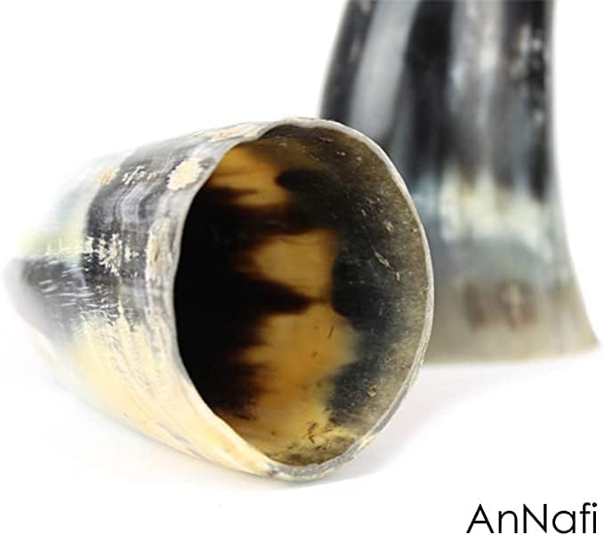 AnNafi® Original Natural Bull Horns I Handcrafted Cow Horn Set LARP SCA I ALE – Medieval Authentic Viking Drinking Horn I Curved Style Horns | Viking & Game of Thrones Fan Collection (Set of 4) - Image 3