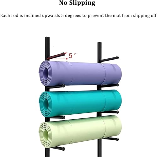 Estantería de pared para esterillas de yoga, rodillos de espuma y monopatines 5
