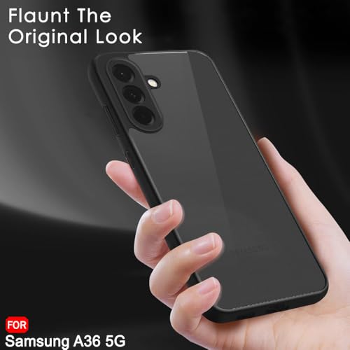 Image of TheGiftKart Hybrid Shockproof Back Cover Case for Samsung Galaxy A36 5G | Hard Back Case Cover for Samsung Galaxy A36 5G (PC & TPU, Translucent Smoke Matte Back, Black Sides)