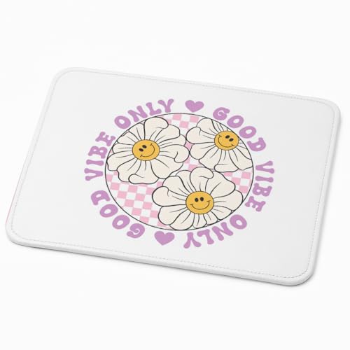 Image of Mouse Pad for Laptop & Desktop | 9x7 Inch Anti-Fray Stitched Edges | Non-Slip Rubber Base | Desk Setup Accessory for Students, Gamers & Professionals (Good Vibes)