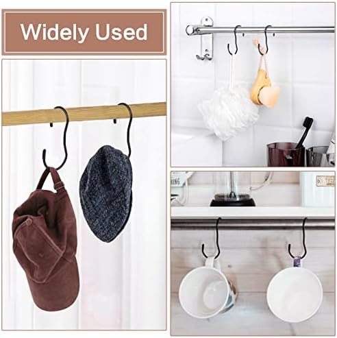 6 PCS Purse Hanger S Shaped Hanging Hooks Unique Twist Design S Bag Hanger Hook Black Coated Large S Hooks Anti-Rust Durable Metal Hooks for Handbag Hat Scarf Kitchen Utensils Plants