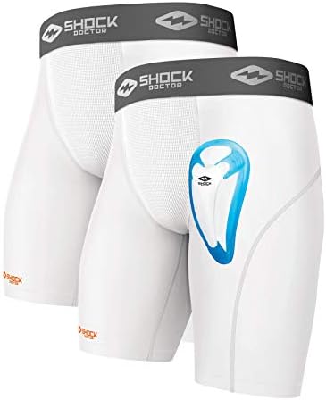 Shock Doctor (2 Pack) Compression Shorts Briefs with Bio-Flex Protective Cup. Men’s / Youth Baseball, Hockey, Softball, Lacrosse, Football, Soccer etc.