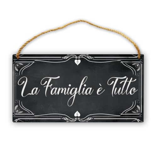 APTMBKY Family is Everything Italian Wall Decor - La Famiglia E Tutto Wood Sayings Signs Housewarming Gift 5x10 Inch (13x25cm)