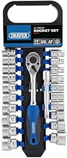 Draper 16373 Square Drive Combined MM/AF Socket and Ratchet 22 Pieces Set, 3/8" Length , Blue