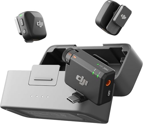 DJI Mic Mini (2 Transmitters + 1 Receiver + Charging Cradle), Ultra Light, Detailed Audio, 48 Hours Use, Noise Cancelling, Auto Limit, Wireless Microphone/iPhone/Android, Vlog, Streaming view 1