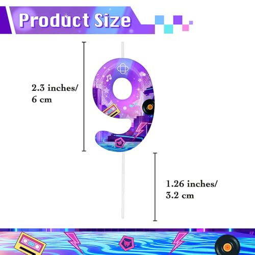 Image of Dark Purple Number 9 Birthday Candles, Cartoon Themed Cake Toppers for Boys Girls Cake Decorations, Birthday Decorations Party Supplies, Number Candles for Party Decor
