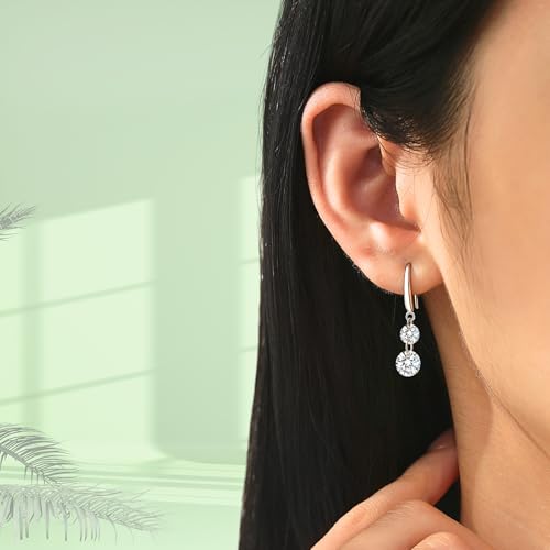 Moissanite Dangle Drop Earring for Women, 3 Carat Total, Hypoallergenic 925 Sterling Silver Jewelry2