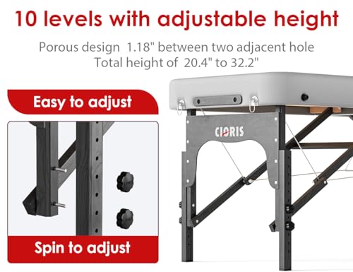 Image of CLORIS 84 inch Professional Massage Table 2 Section Portable Hold Up to 1100LBS