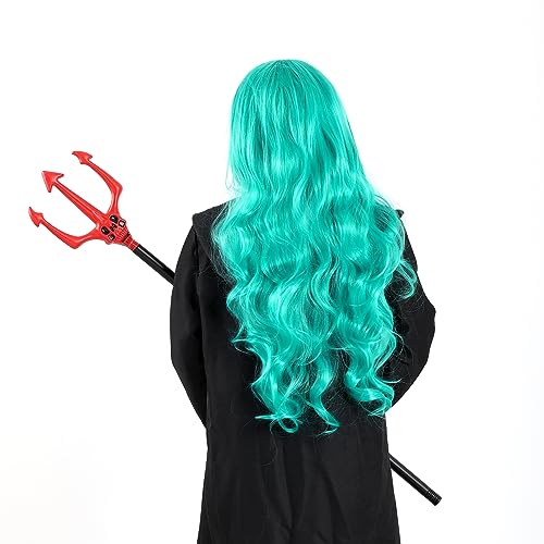 Rbenxia Curly Cosplay Wig Long Hair Heat Resistant Spiral Costume Wigs Anime Fashion Wavy Curly Cosplay Daily Party Turquoise Green 32" 80cm - Thumbnail 6