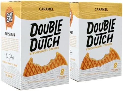 Double Dutch Stroopwafel Cookies – 2 Pack - 16 Waffles – Caramel, Blueberry, Vanilla, Chocolate Salted (16 Count, Caramel) - 3