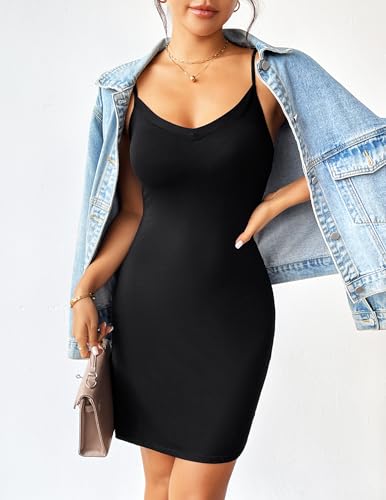 Avidlove Women's Full Slip Under Dress Adjustable Spaghetti Strap Camisole Mini Dress Knee Length Slips Nightwear3
