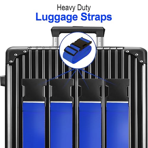 Image of Luggage Straps for Suitcases TSA Approved Travel Belt 8 Pack by Chelmon (Blue)