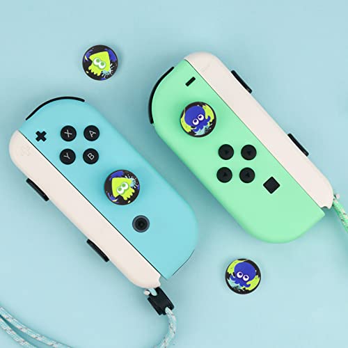 DLseego Octopus & Squid 4PCS Thumb Grips Caps for Switch/Switch OLED/Switch Lite Soft Silicone Joy Con Joystick Cover Protective Cute Animal Cartoon Analog Button Caps - Purple and Yellow - Thumbnail 4