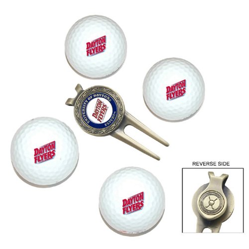 Team Golf NCAA Dayton Flyers 4 Golf Ball and Divot Tool Set Regulation Size Golf Balls (4 Count) & Divot Tool with Removable Double-Sided Magnetic Marker by Team Golf - Used condition - US$10.58