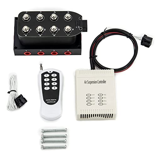 ZHSYMX 12v 8-valve Solenoid Valve Air Ride Suspension Manifold Valve With Remote Controller 0-300 PSI