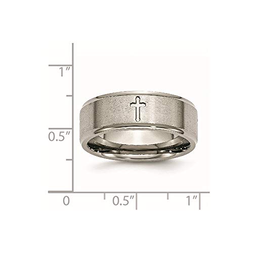 8Mm Brushed And Polished Finish Grooved Religious Christian Cross Designer Titanium Contemporary Wedding Band - Size 9.5 #TOP5