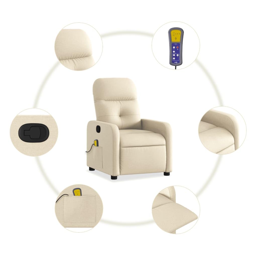 vidaXL Fotel do masażu kremowego