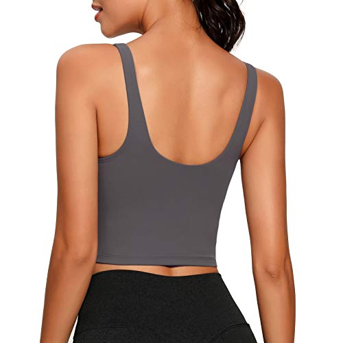 Image of Lemedy Women Sports Bra Longline Crop Tank Top Padded Workout Running Yoga