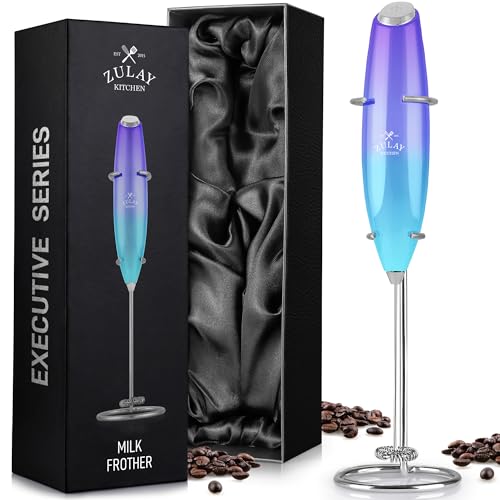 Image of Zulay Kitchen Executive Series Luxury Gift Milk Frother - Handheld Electric Foam Maker for Coffee, Lattes & Hot Chocolate - Deluxe Finish, Ideal Gift for Coffee Lovers