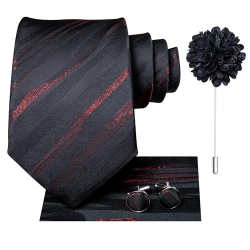 Image of Hi-Tie Men's Silk Ties Formal Woven Classic Necktie Pocket Square Cufflinks Lapel Pin Set Wedding Business