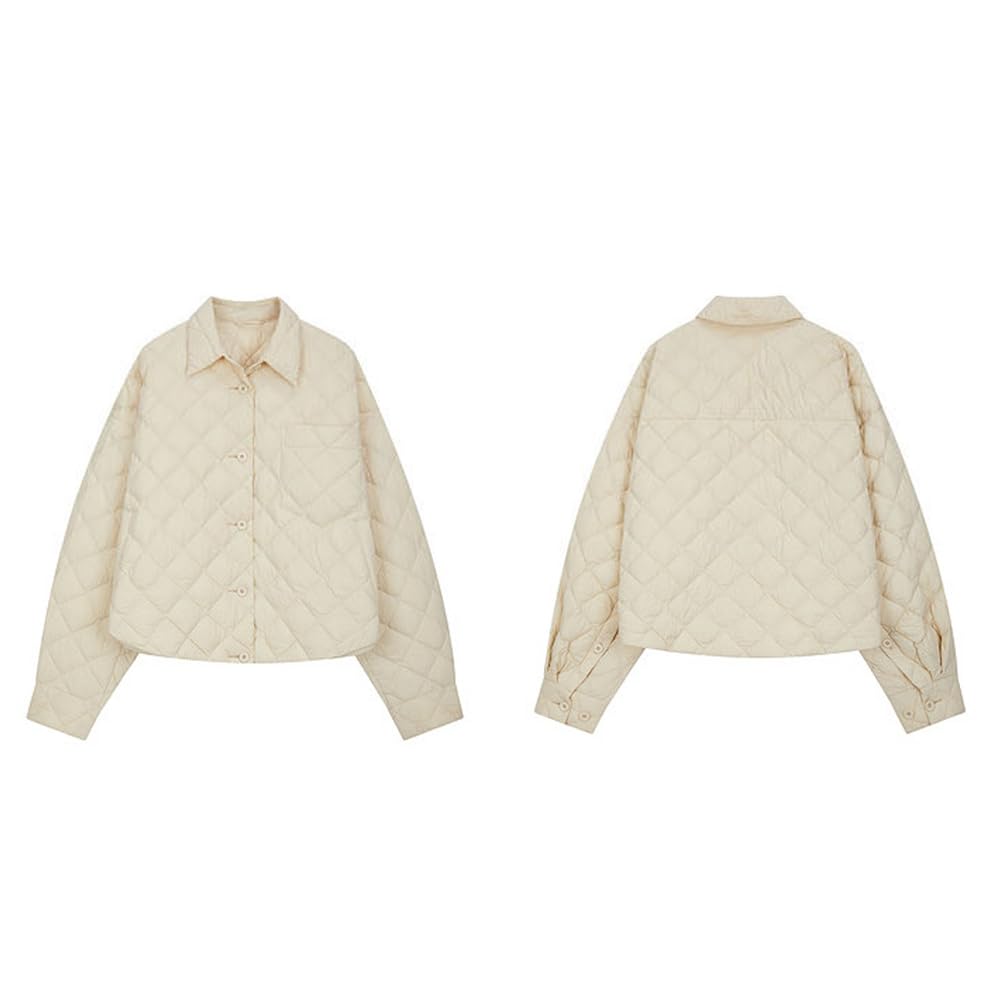 Chaqueta de plumón Ligera y compacta de Invierno para Mujer, Acolchada, sin Capucha, Cortavientos, cálida y Ajustada para montaña.