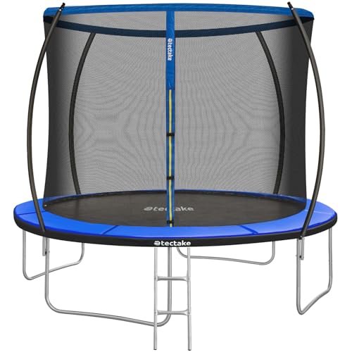 tectake® Cama elástica niños, Red de Seguridad, trampolín para niños, colchoneta para Saltar, Fitness Ejercicio, Saltador niños, colchoneta Saltar Jardin, Escalera, Estructura de Acero - Ø 305 cm
