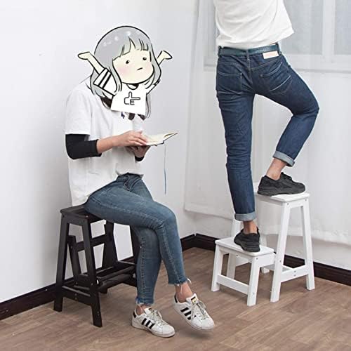 Foldable Solid Wood Stool & Stepladder - Space-Saving Sturdy Chair for Home, Kitchen & Library - 150kg Capacity Multifunctional Step Ladder