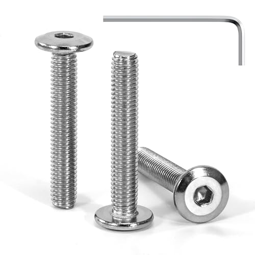 Tunejoy Viti a Testa Piatta M5 x 30 mm Vite a Testa Esagonale Bulloni in Acciaio Inox A2 V2A Bulloni per Mobili con Chiavi a Esagono Filettatura Completa 30 Pezzi