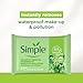 Simple Kind To Skin Cleansing Makeup Remover Wipes - Vegan Facial Cleanser Wipes with Vitamin B5 and E - Removes Waterproof Makeup - 2 pc