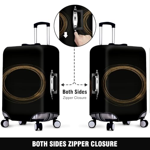 Travel Luggage Cover Suitcase Protector Scratch-Resistant Fit Not Included Suitcase Brown And Black Round Illustration XL-30-32in2
