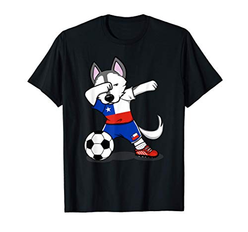 Tupfen Husky Dog Chile Fußball - Chilenische Flagge T-Shirt