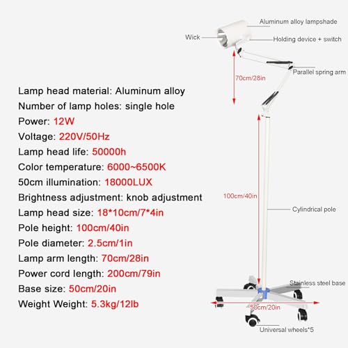 Lampe chirurgicale à intensité variable LED mobile d'examen 12W