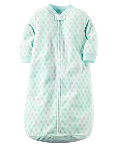 Carters One Piece Micro Fleece Sleep Bag or Sack (0-9 Months), Teal/White/Grey)