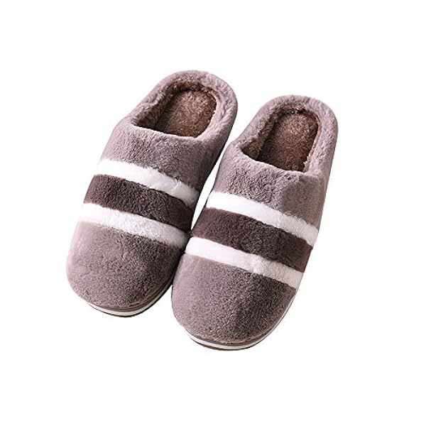 Uni Slippers,Plush Fleece Lined Wool-Like Comfortable Warm Fluffy Memory Foam Shoes Indoor Outdoor Anti-Skid Rubber Sole Machine Washable(2 Pieces),Gray,37~38 (Gray 37~38)
