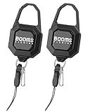 Booms Fishing Locking Zinger Retractor: 2Pack Fly Fishing Retractor - 8oz Retractable Keychain Heavy Duty - RG4 Black Retractable Gear Tether with 27.5' Cord