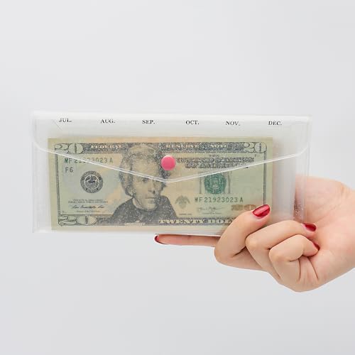 XiowDow Carteira de envelope de dinheiro PVC transparente para bolso para dinheiro Divisores de bols