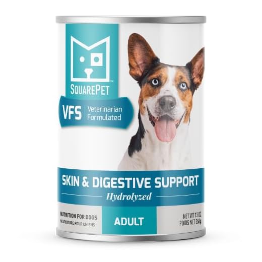 SquarePet VFS Skin & Digestive Support Dog Food, Hydrolyzed Protein, Omega 3 & 6, 13oz Can, Case of 12 - Ideal for Food Sensitivities