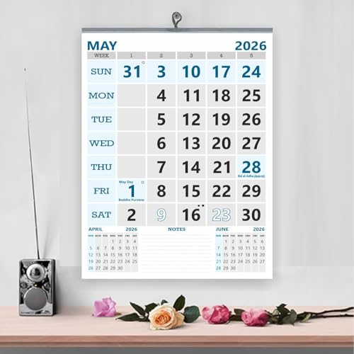 Image of English Wall Calendar 2026, 14x20 inch 12 sheets of monthly wall calendar 2026, 130 GSM Art Paper, art paper with glossy look and feel with oil print