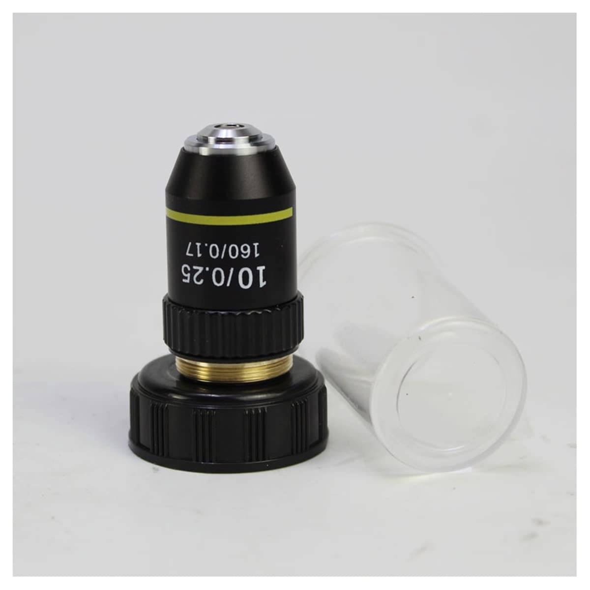 ZTBH Kit de Accesorios para microscopios 4X 10x 20x 40x 60x 100x Objetivo acromático Negro 20.2mm Piezas objetivas Portaobjetos de microscopio (Color : 10X)