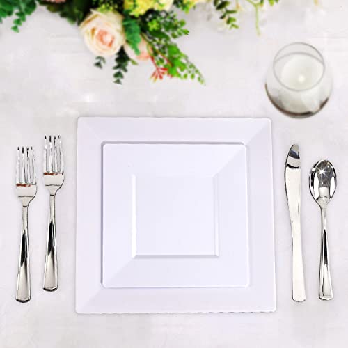 Bucla 60Pieces White Plastic Plates – 7Inch White Square Disposable Plates- Premium Disposable Wedding Party Plastic Dessert/Salad Plates #TOP4