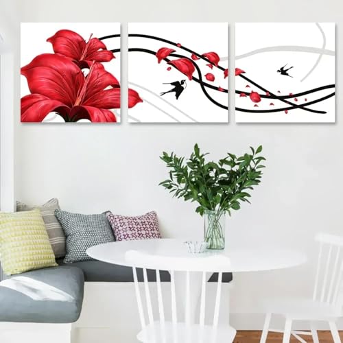 Toile fleurs et vignes romantiques pour décoration murale de salon moderne 60x60