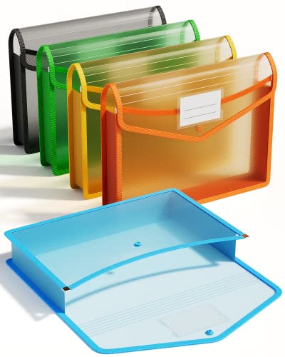 ThinkTex Plastic Expanding File Folder, Transparent envelopes wit...