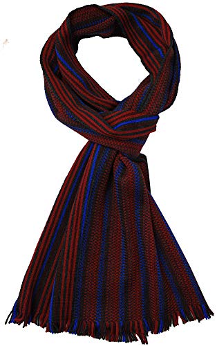 Écharpe en laine homme femme multicolore rouge bleu longue 200 x 24 cm
