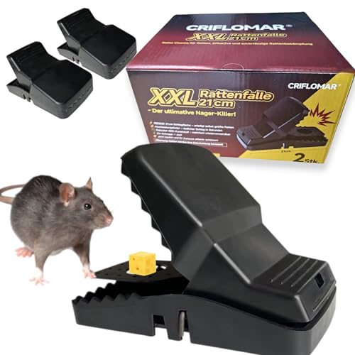 XXL Rattenfalle 21cm – 2er Pack Große Schlagfalle...