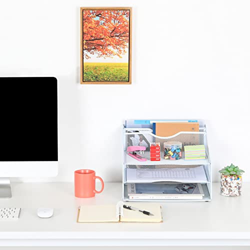 EasyPAG 5 Fächer A4 Metall Büro Schreibtisch Organizer Dokumentenhalter Aktenablage Zeitschriftenhalter Briefablage Papier Magazin Organisator,Weiß